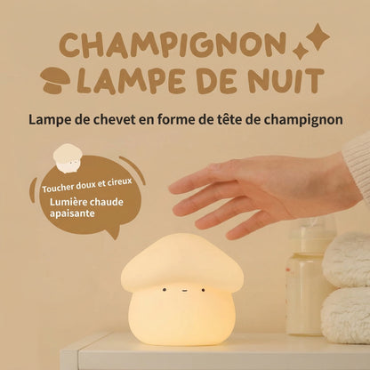 texture silicone souple veilleuse champignon Nourly douce pour petites mains bébé